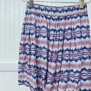 Lorimer NYC Aztec Coloful Patterned Stripe Skirt Rainbow Pastel Mini Women's XS
